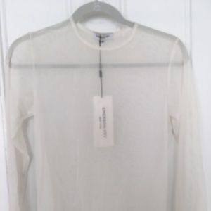 Sheer White Layering Long Sleeve Crew Shirt